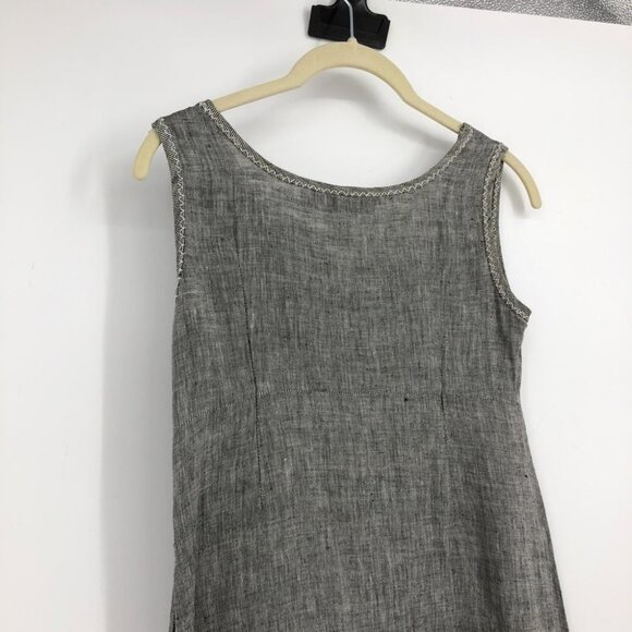 SPORTMAX grey Sleevless knot front pure linen above knee dress A  line - Picture 6 of 15